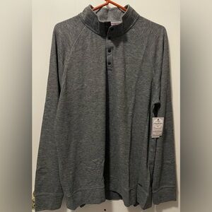 Flag & Anthem Mens Quarter Button Grey Heather Sweater Pullover Shirt Large NWT